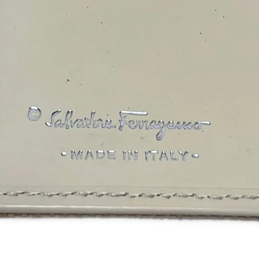 Salvatore Ferragamo Gancini Long Wallet Beige Cream Canvas Leather
